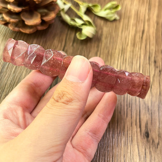 Rose Quartz Aura Chunky Bead Bracelet