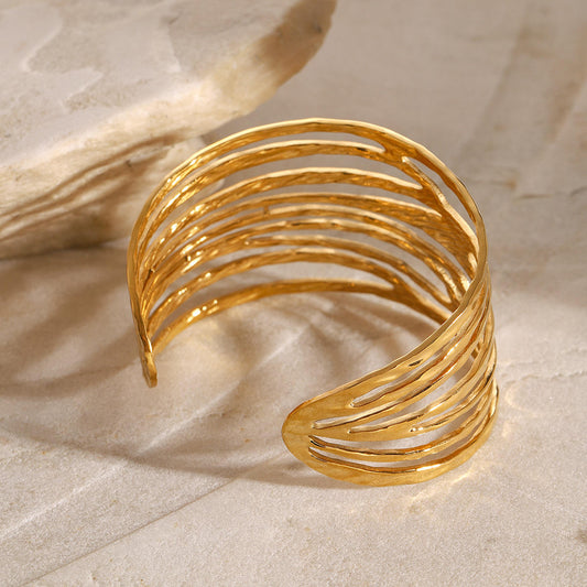 Golden Horizon Openwork Statement Cuff