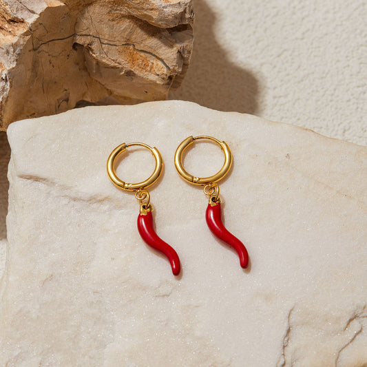 Scarlet Charm Hoop Earrings