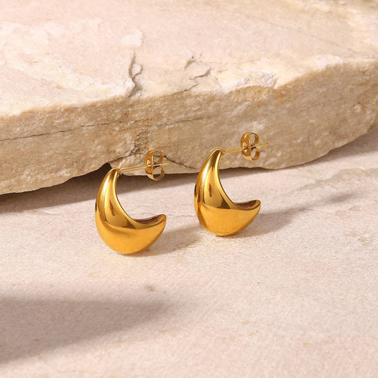 Luna Curve Gold Hoop Earrings