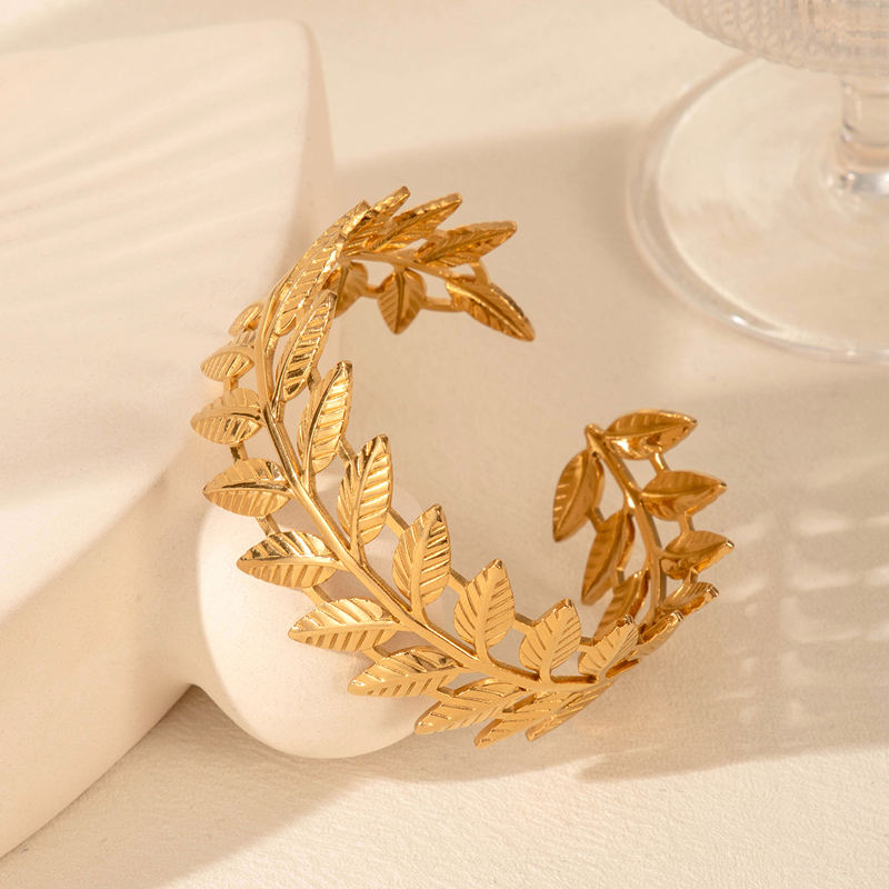 Golden Laurel Goddess Leaf Cuff Bracelet