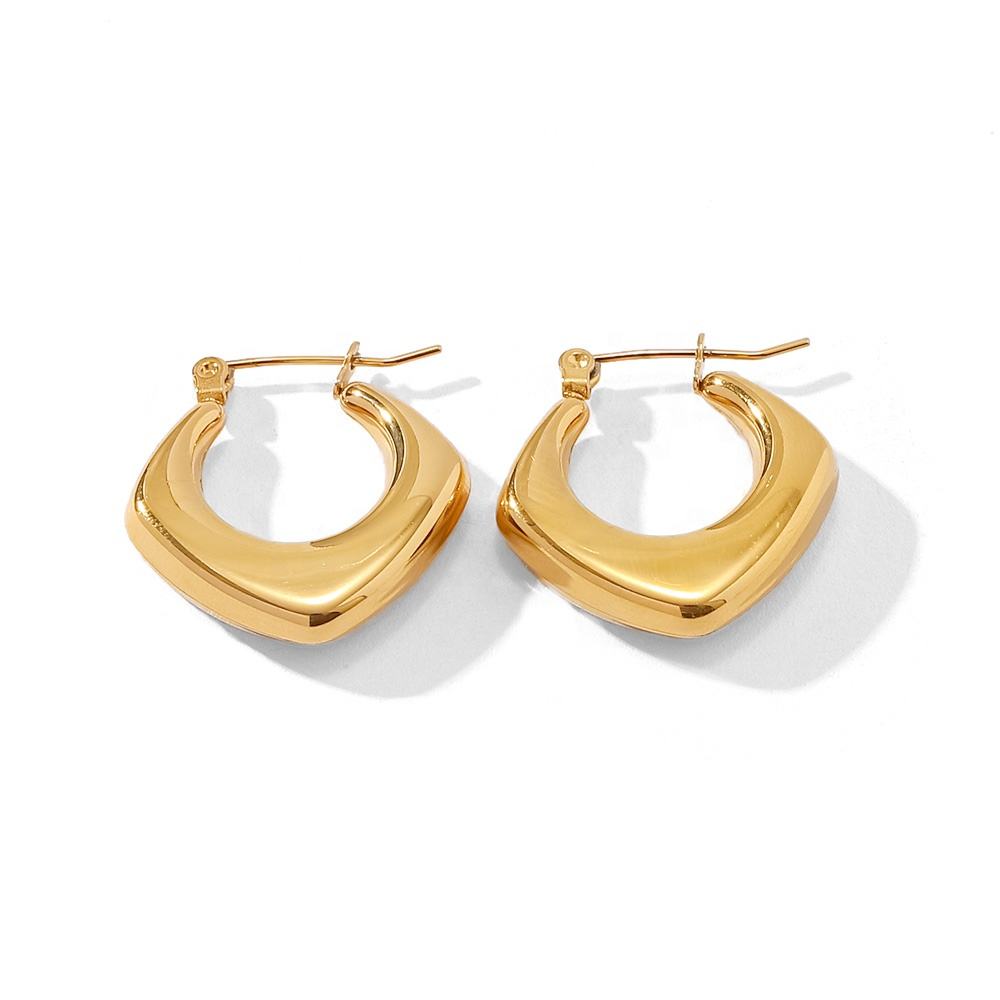 Sculpted Gold Square Hoop Earrings