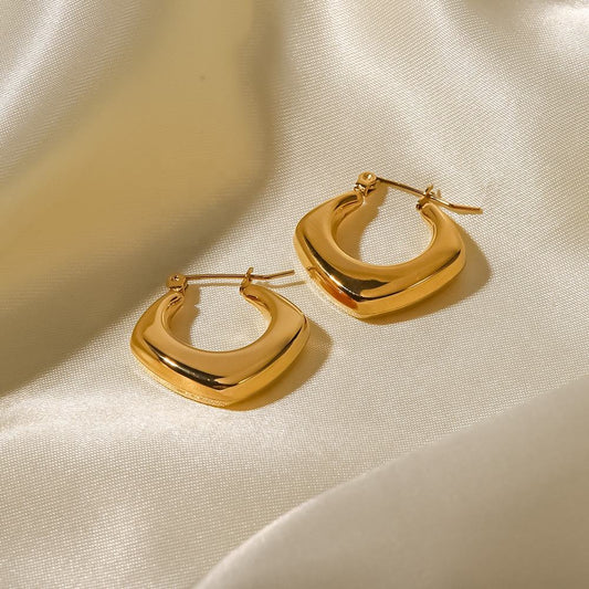 Sculpted Gold Square Hoop Earrings