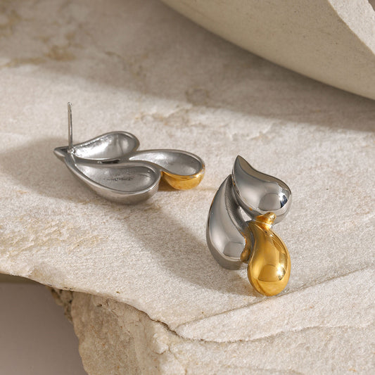 Molten Duo Two-Tone Sculpted Stud Earrings