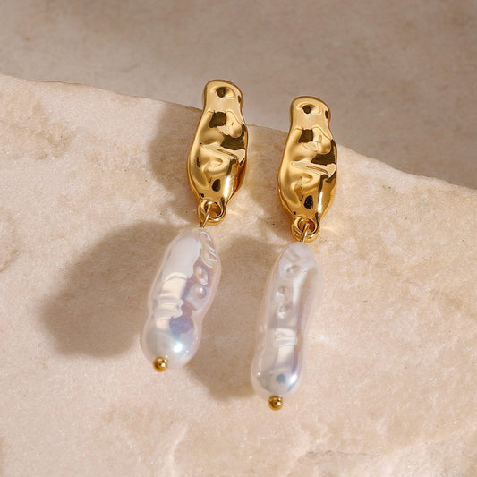 Molten Gold Baroque Pearl Drop Earrings