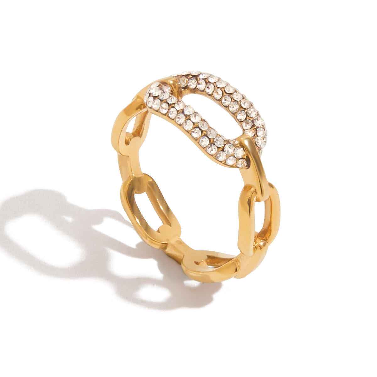 Crystal Link Pavé Statement Ring