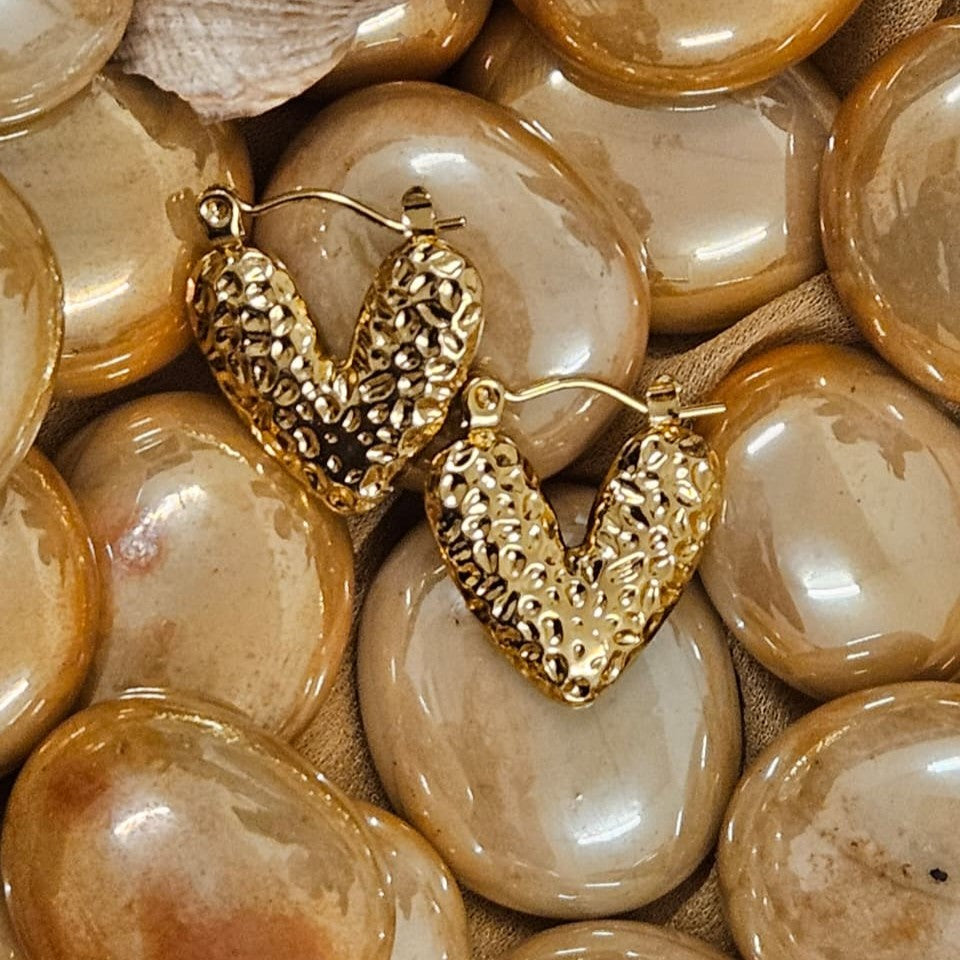 Hammered Heart Hoops