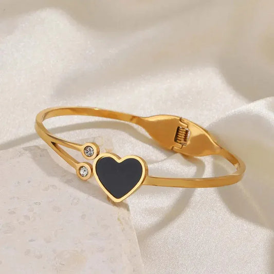 Gold Heart Charm Bracelet | 18K Gold Plated Adjustable Bracelet - Auraynia