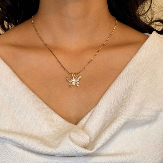 Butterfly Crystal Pendant Necklace