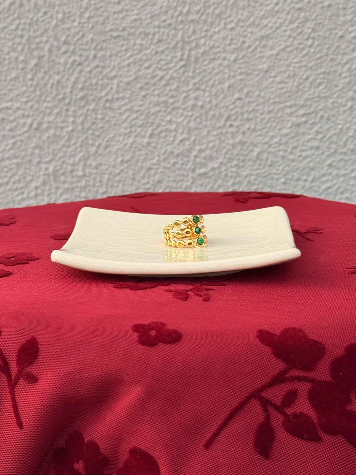 Emerald Bead Stack Ring