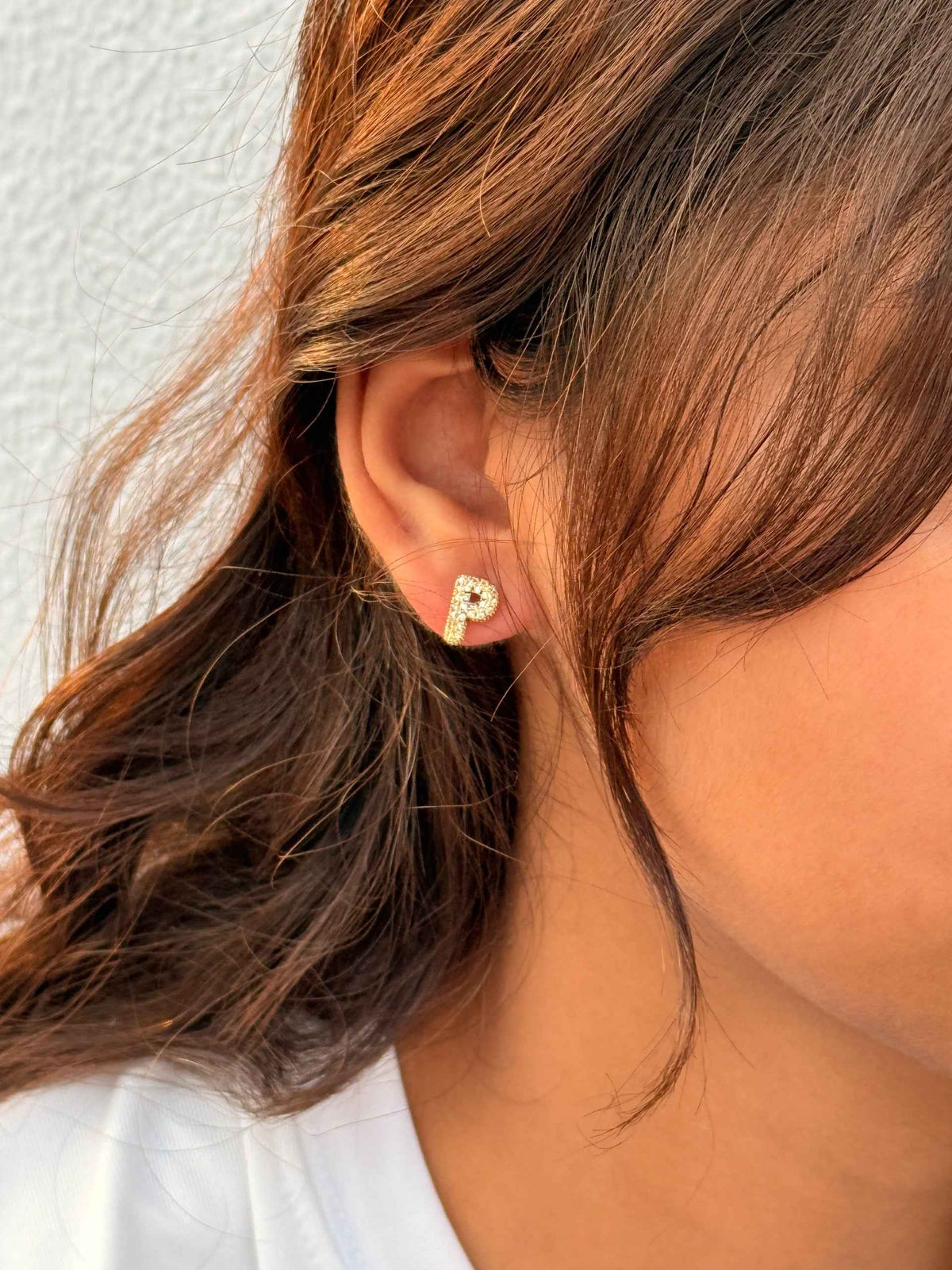 Initial P Stud Earrings