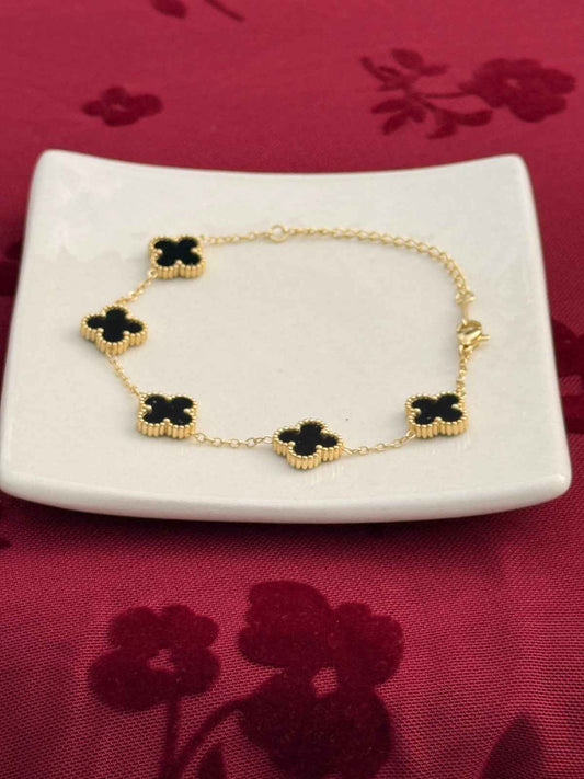 Midnight Clover Charm Bracelet