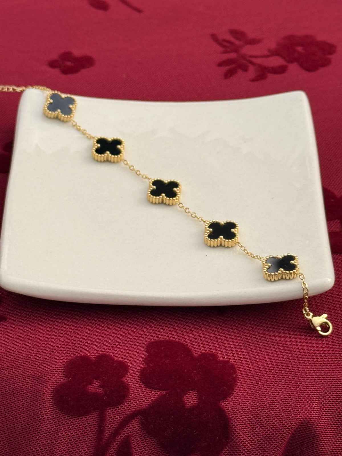 Midnight Clover Charm Bracelet