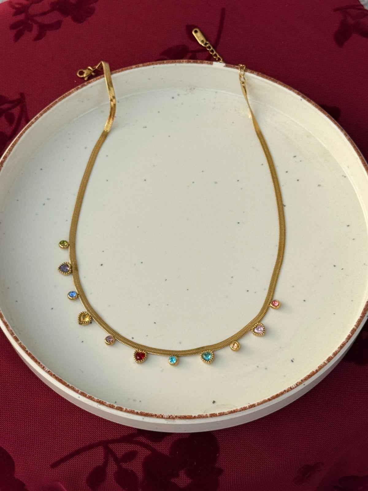 Rainbow Gem Charm Necklace