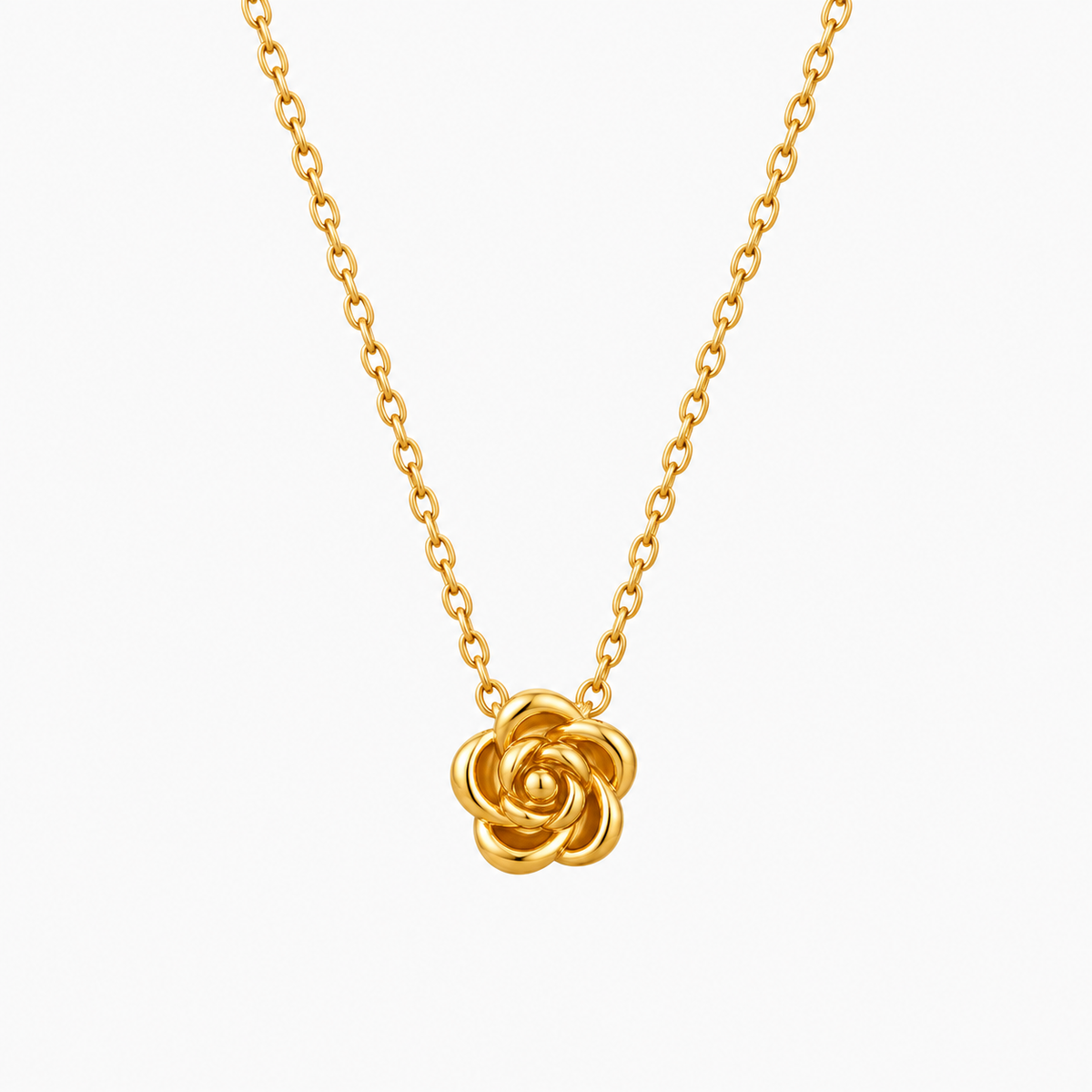 Rose Bloom Pendant Necklace – 18K Gold Plated