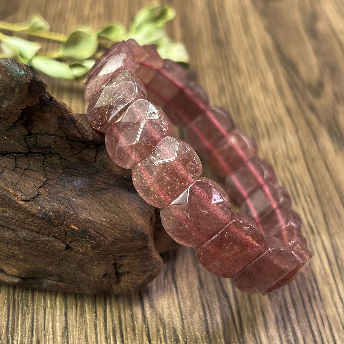 Rose Quartz Aura Chunky Bead Bracelet