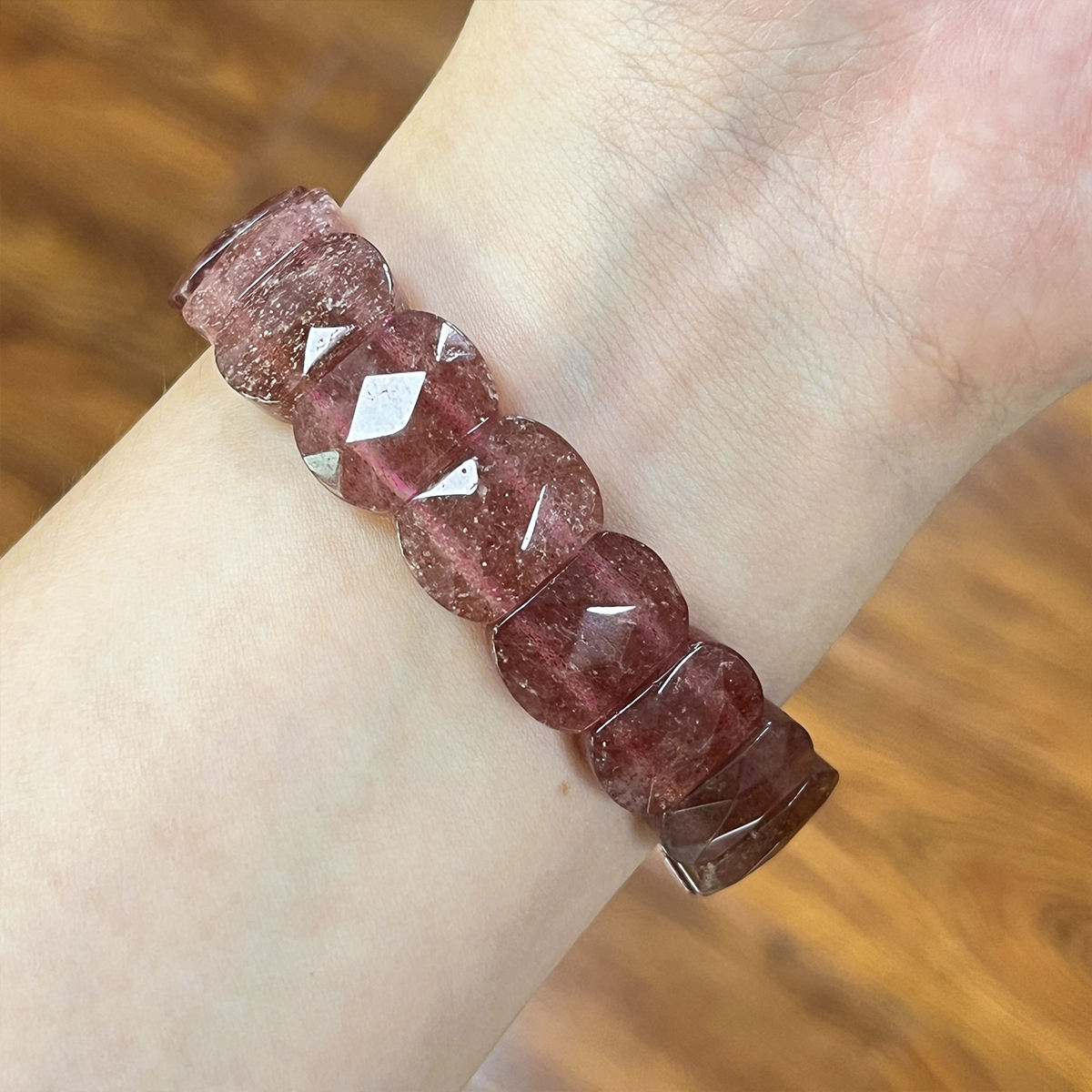Rose Quartz Aura Chunky Bead Bracelet