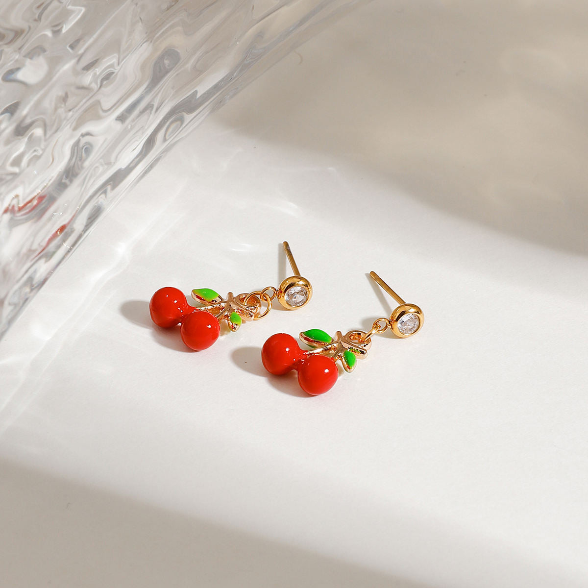Cherry Spark Stud Drop Earrings