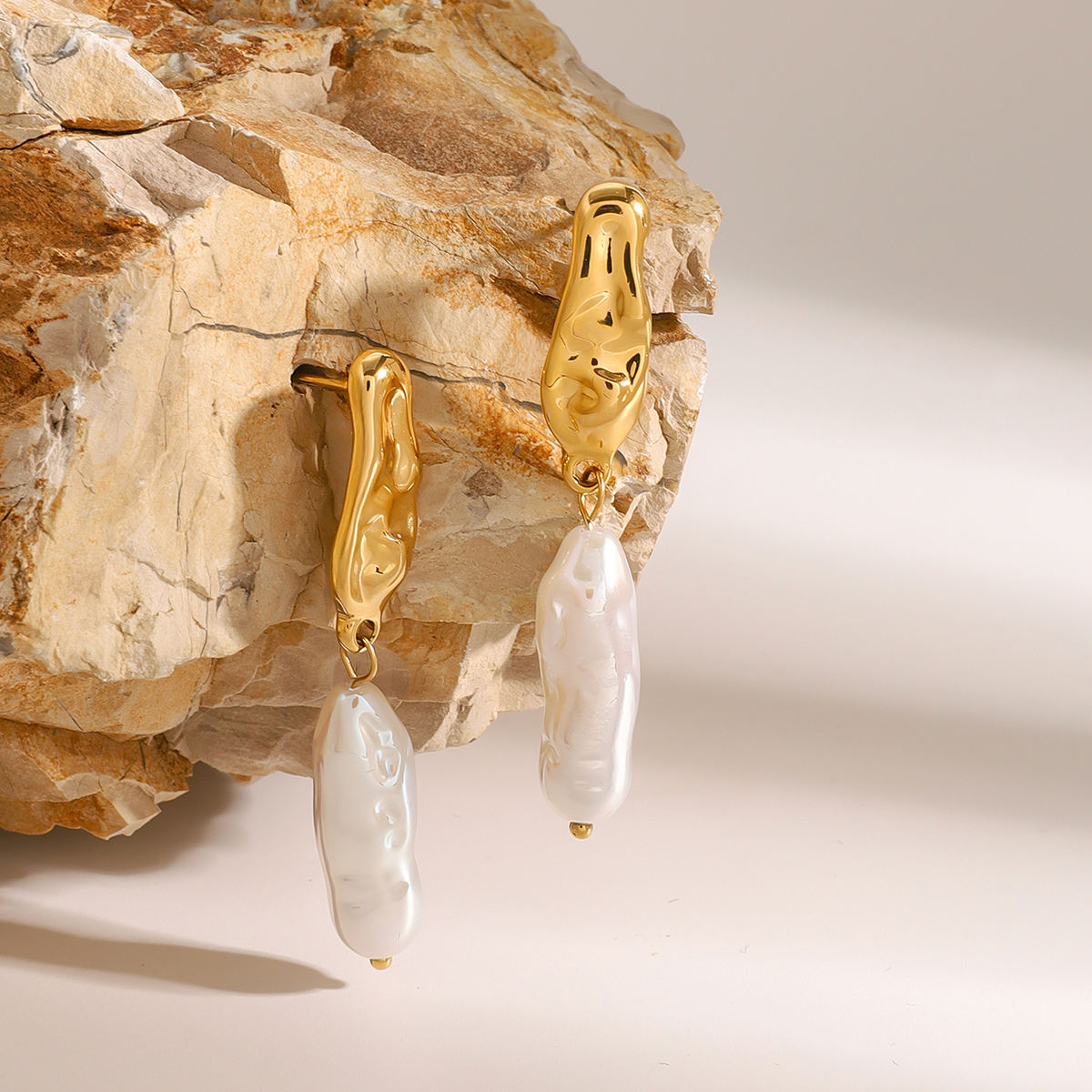 Molten Gold Baroque Pearl Drop Earrings