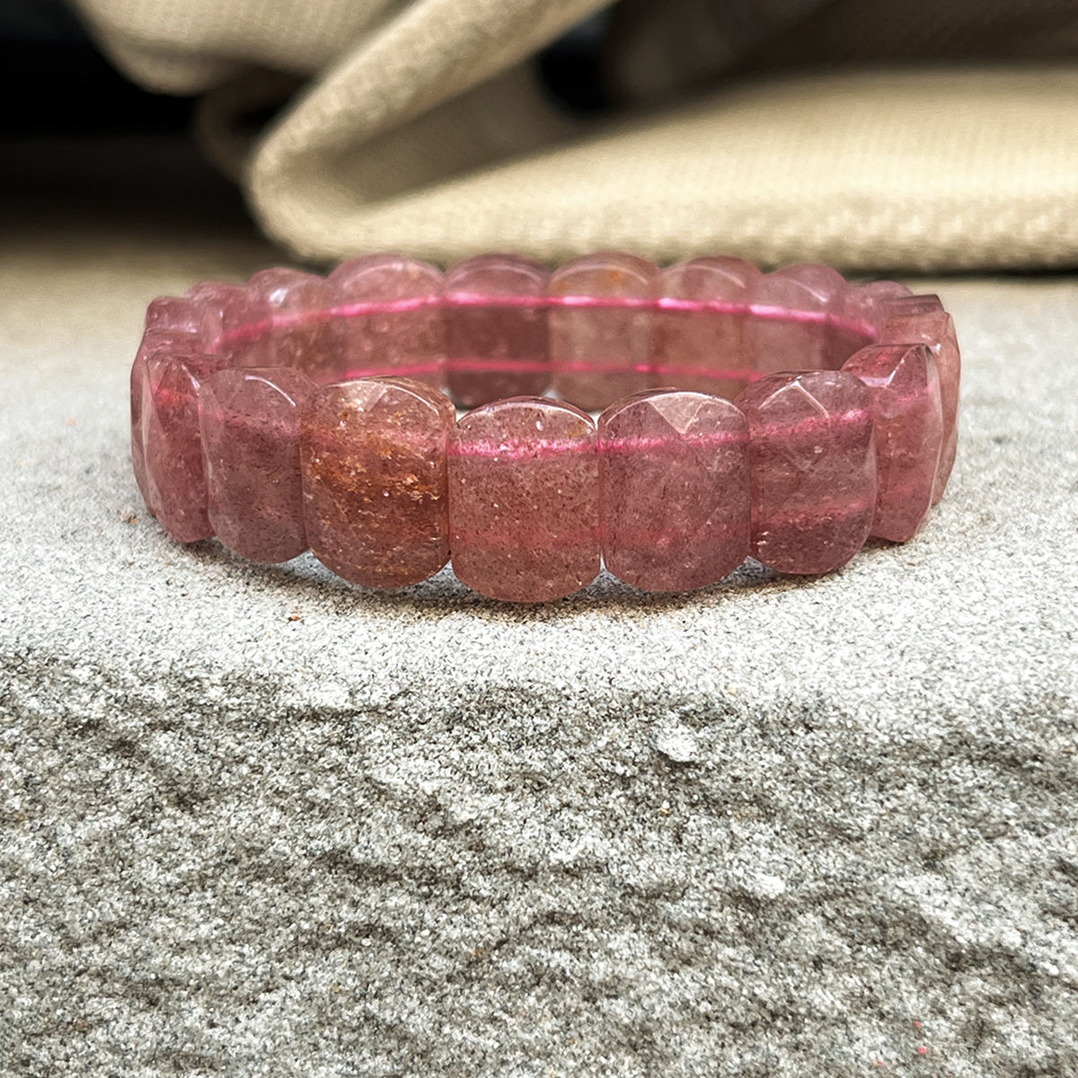 Rose Quartz Aura Chunky Bead Bracelet