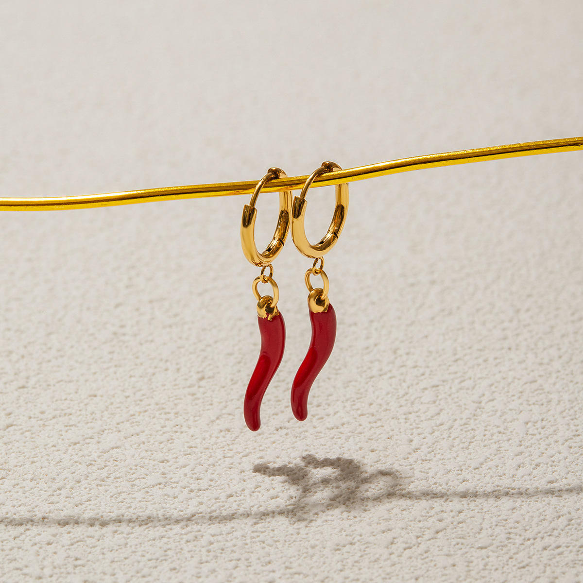 Scarlet Charm Hoop Earrings