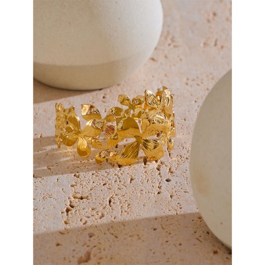 Enchanted Flora Sculpted Gold Cuff