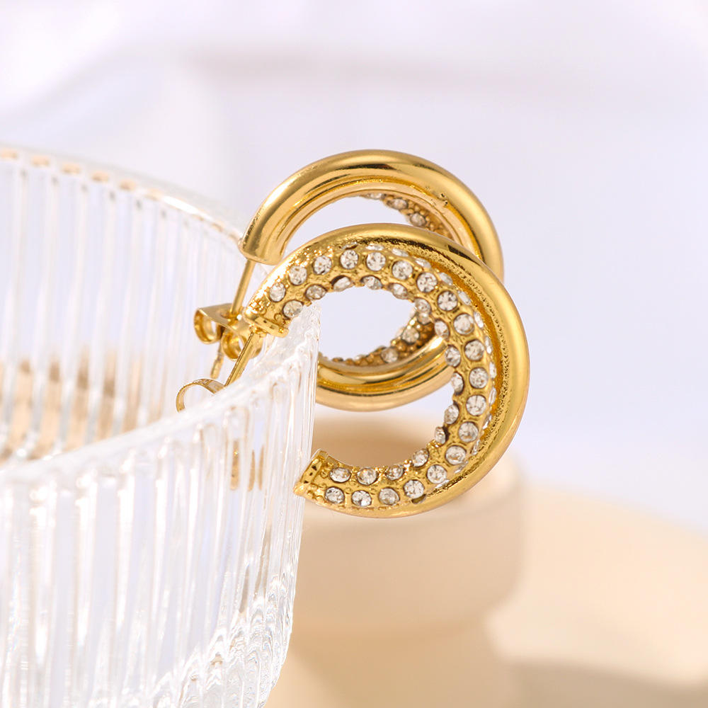 Luxe Crystal Chunky Huggie Hoop Earrings