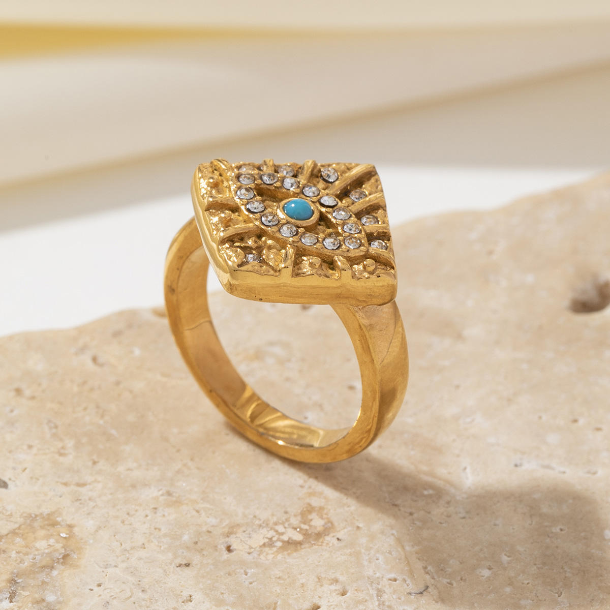 Golden Nazar Evil Eye Statement Ring