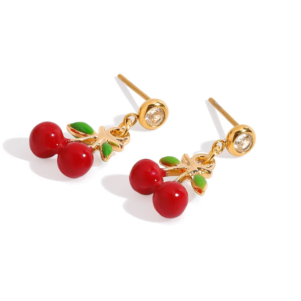 Cherry Spark Stud Drop Earrings