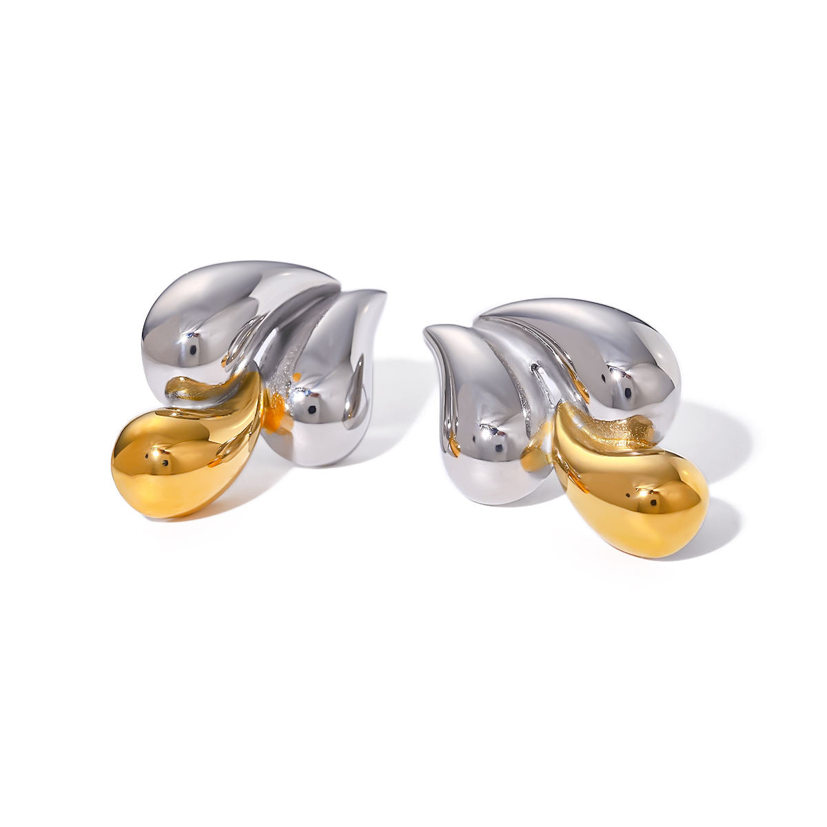 Molten Duo Two-Tone Sculpted Stud Earrings