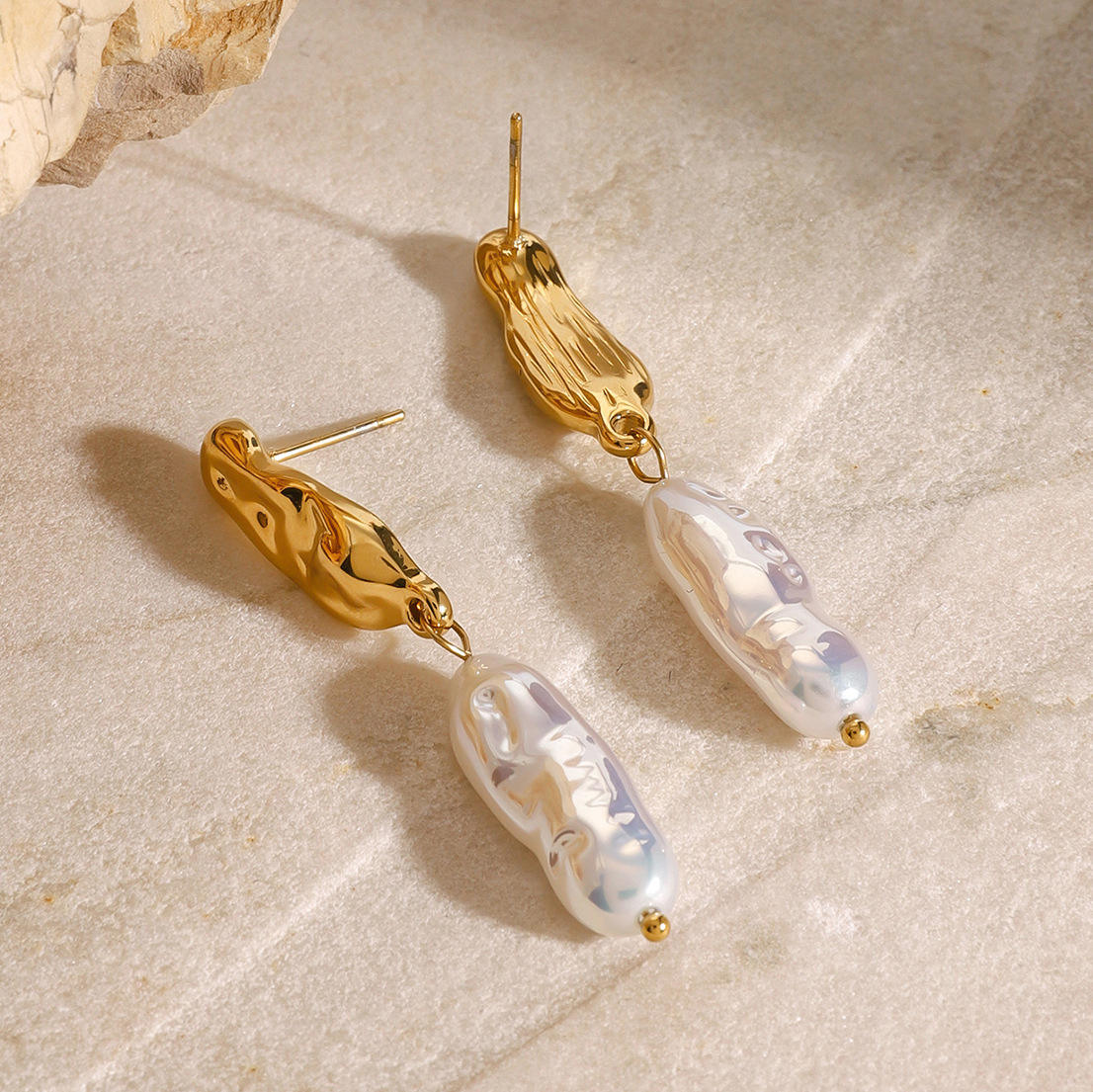 Molten Gold Baroque Pearl Drop Earrings