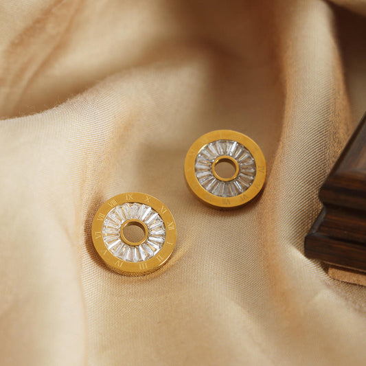 Eternal Time Roman Dial Stud Earrings