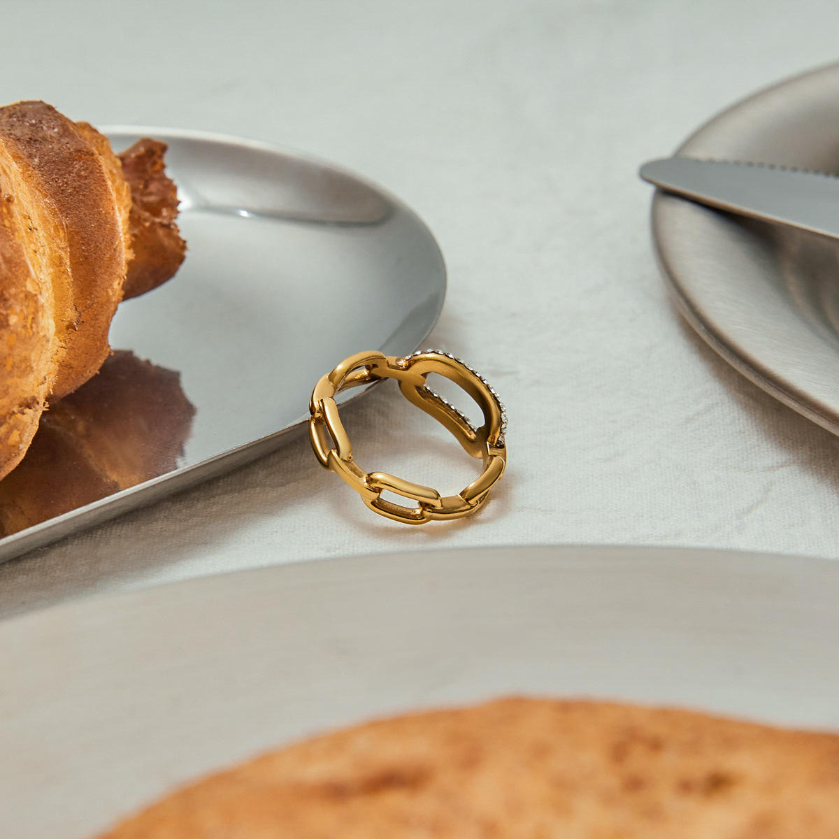 Crystal Link Pavé Statement Ring