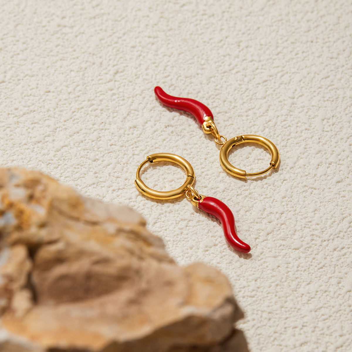 Scarlet Charm Hoop Earrings