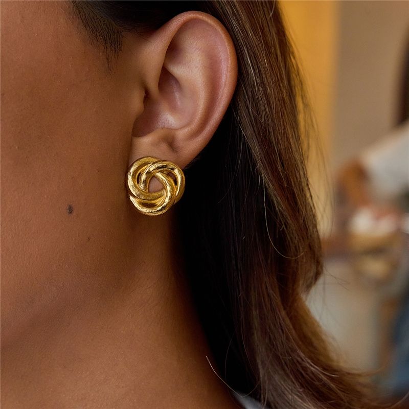 Golden Knot Stud Earrings