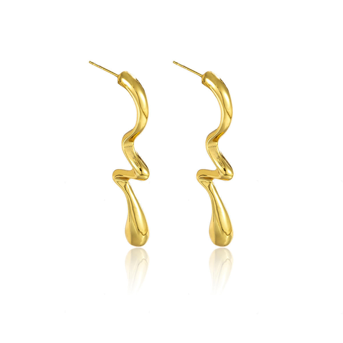 Liquid Gold Wave Drop Earrings