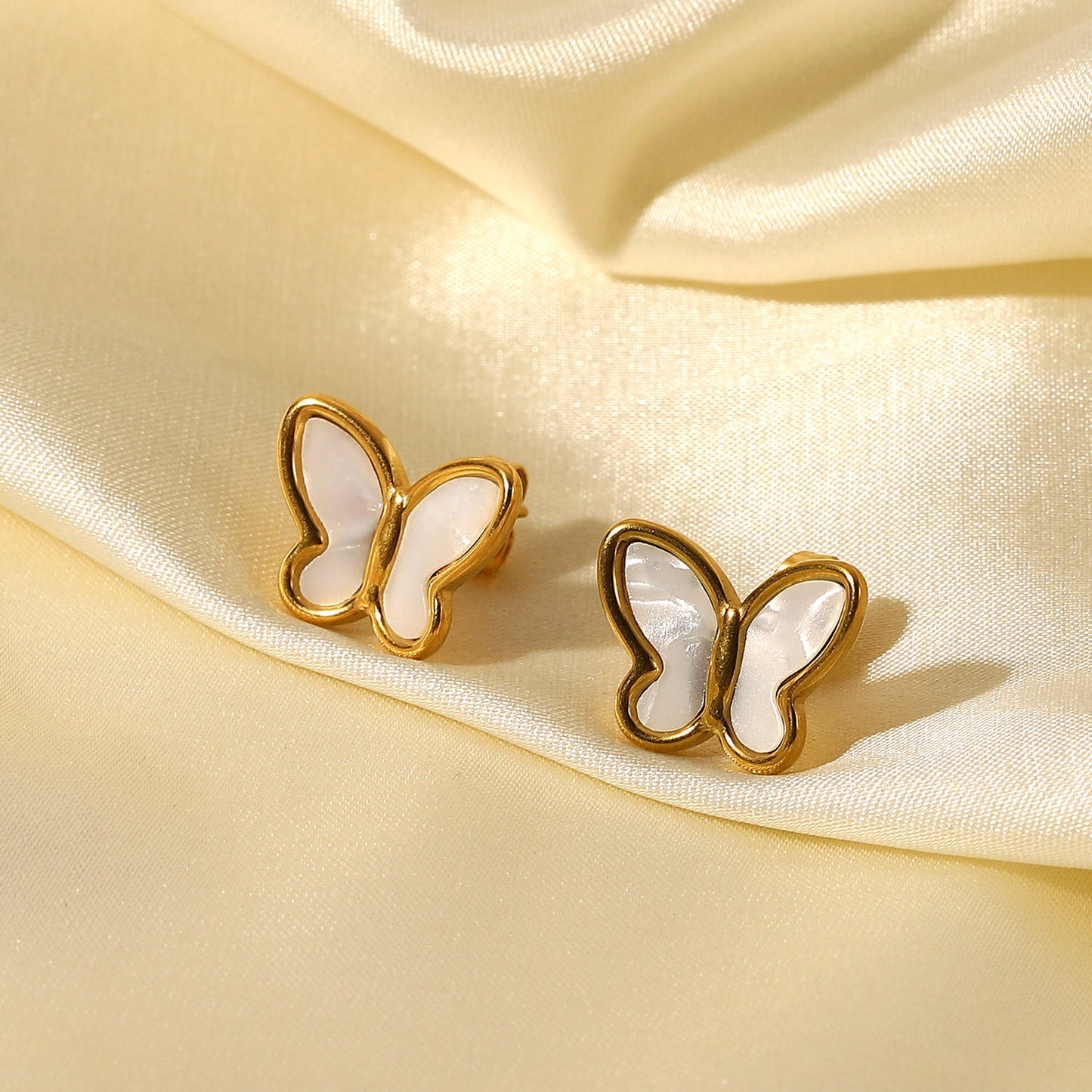 Mother-of-Pearl Butterfly Stud Earrings