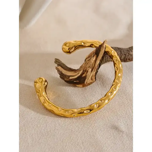 Molten Dune Textured Gold Cuff Bracelet