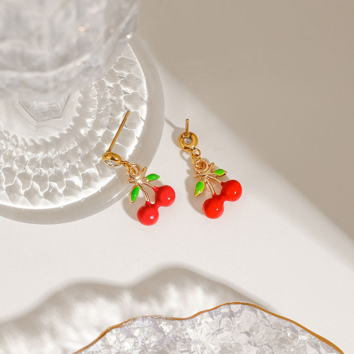 Cherry Spark Stud Drop Earrings