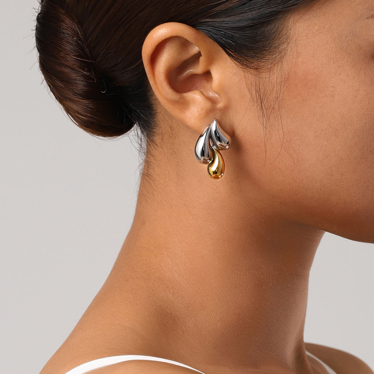 Molten Duo Two-Tone Sculpted Stud Earrings