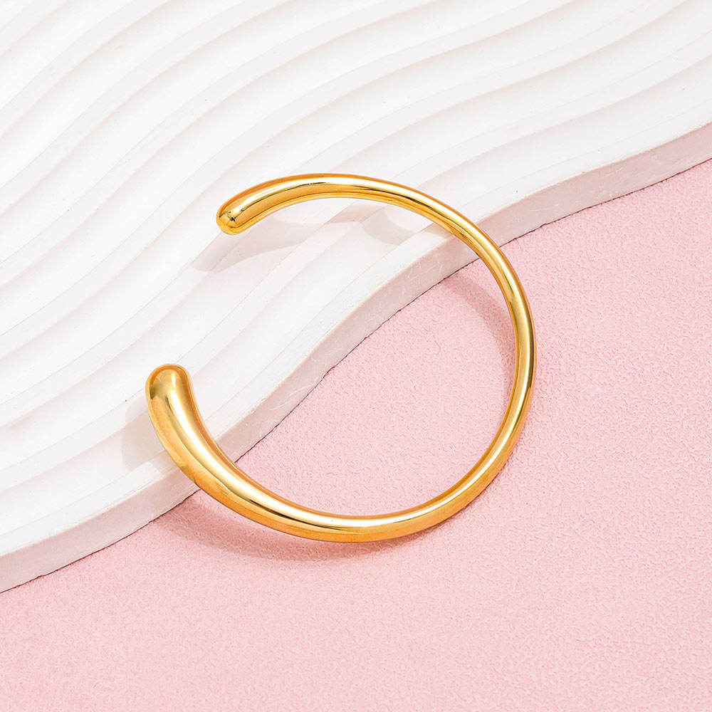 Pure Curve Minimalist Gold Cuff Bracelet
