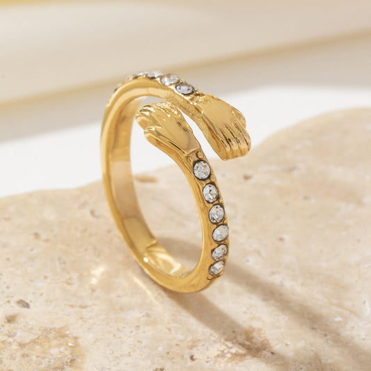 Crystal Embrace Open Hug Ring
