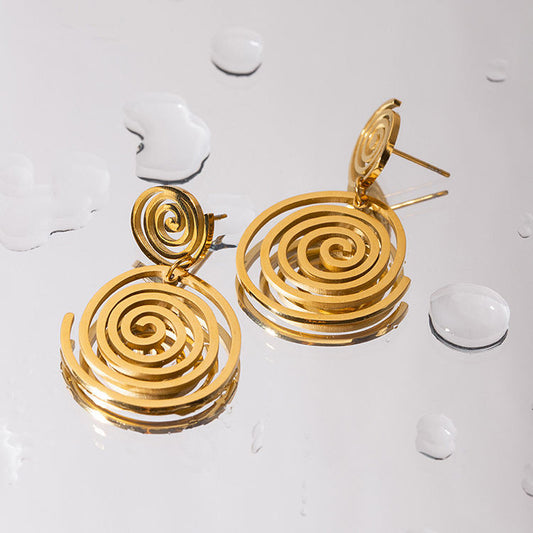 Golden Spiral Drop Earrings