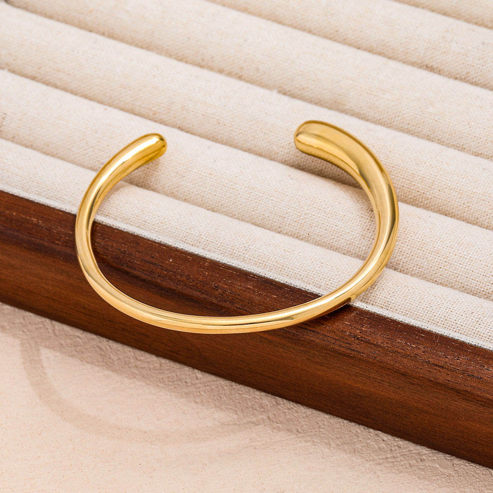 Pure Curve Minimalist Gold Cuff Bracelet