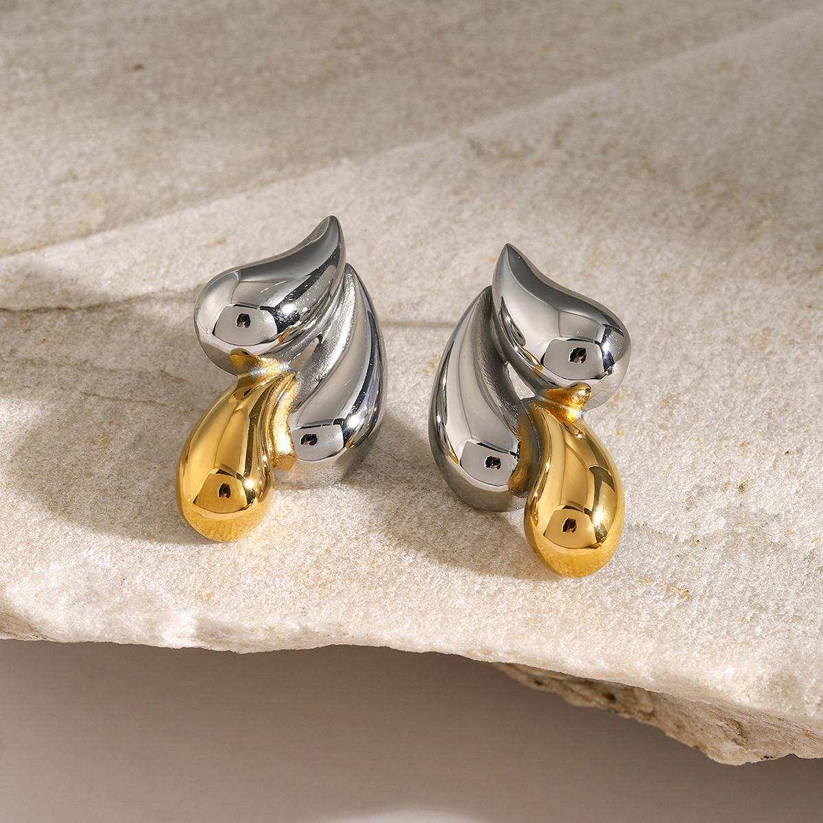 Molten Duo Two-Tone Sculpted Stud Earrings