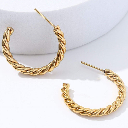 Twisted Rope Gold Hoop Earrings