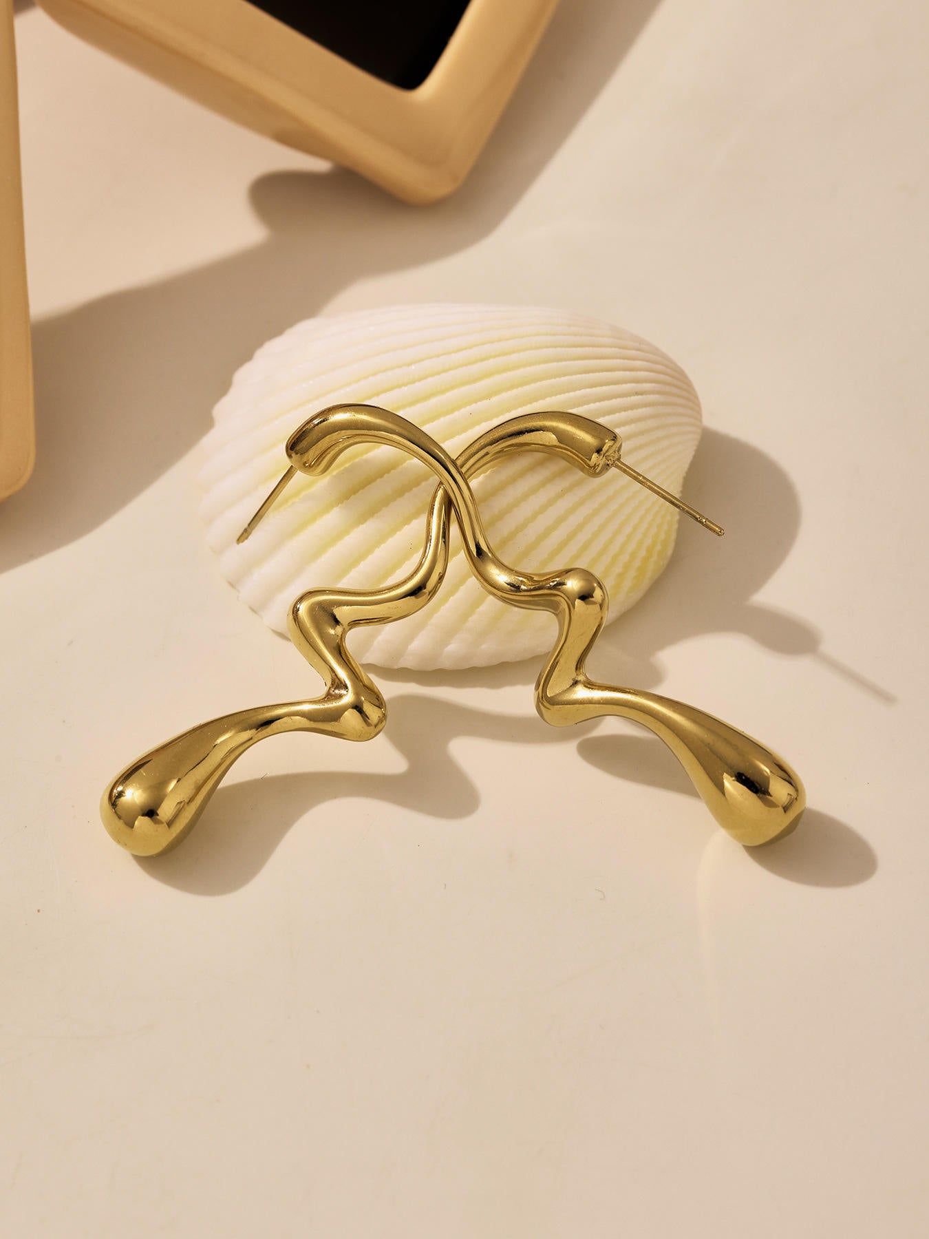 Liquid Gold Wave Drop Earrings