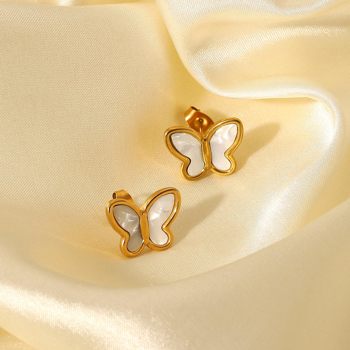 Mother-of-Pearl Butterfly Stud Earrings