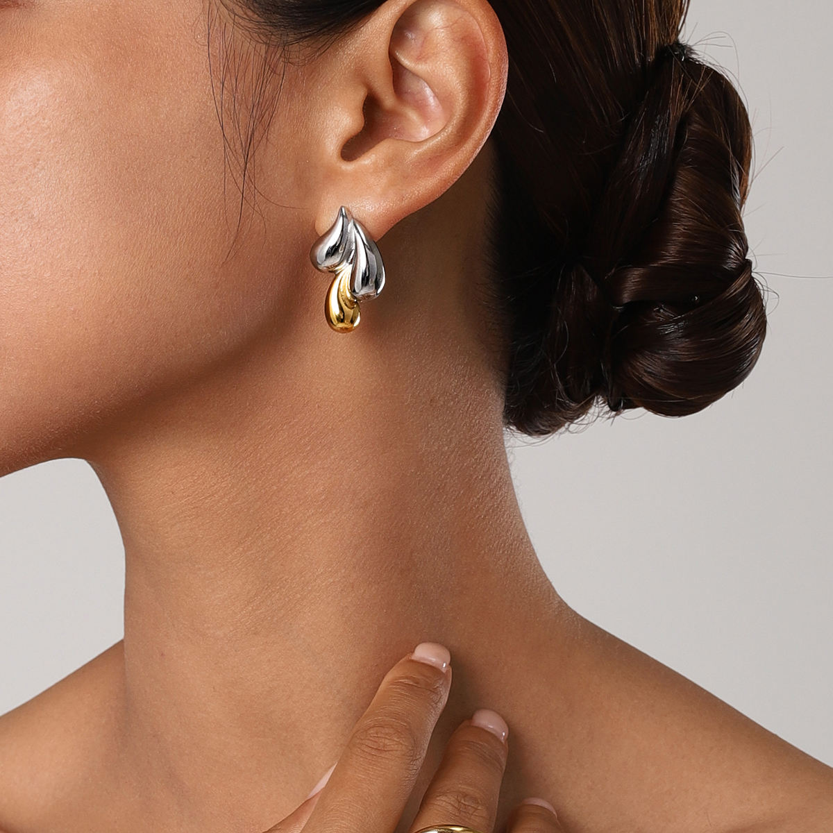 Molten Duo Two-Tone Sculpted Stud Earrings