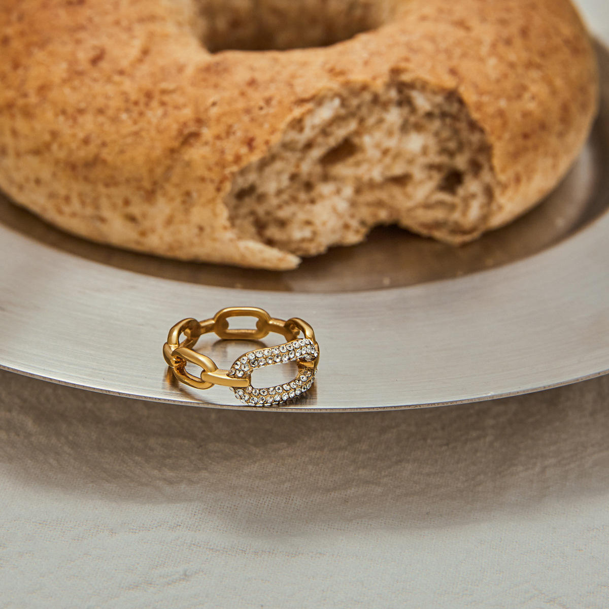 Crystal Link Pavé Statement Ring